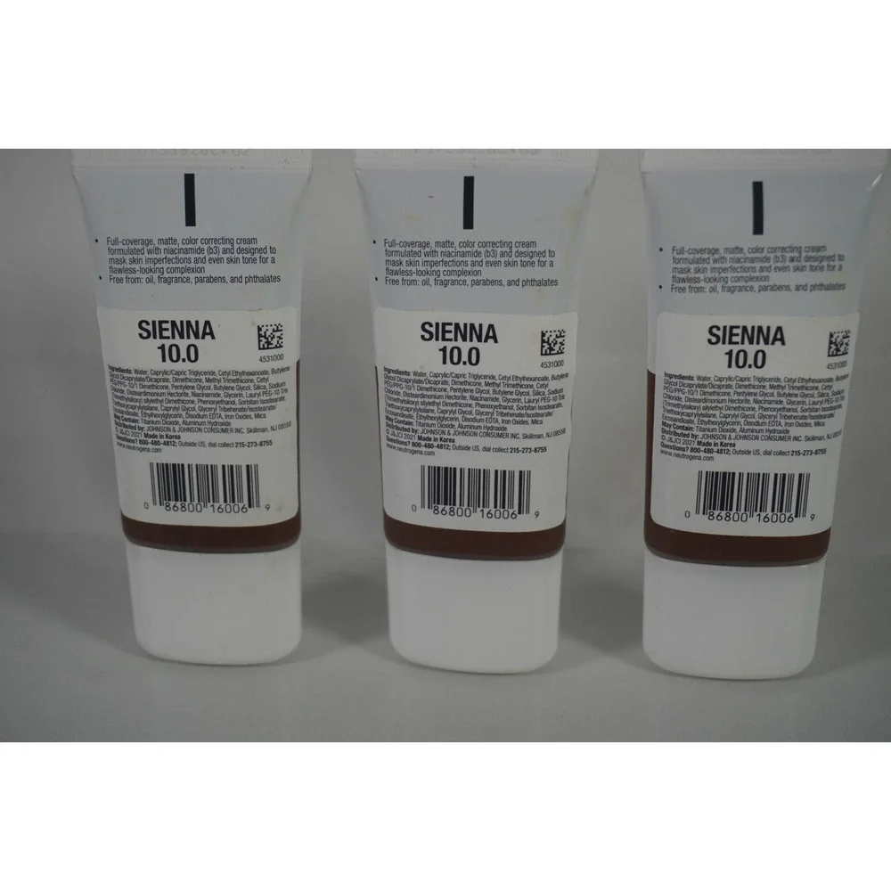 3x Neutrogena Clear Coverage Flawless Matte CC Cream Sienna 10.0 Niacinamide 1oz